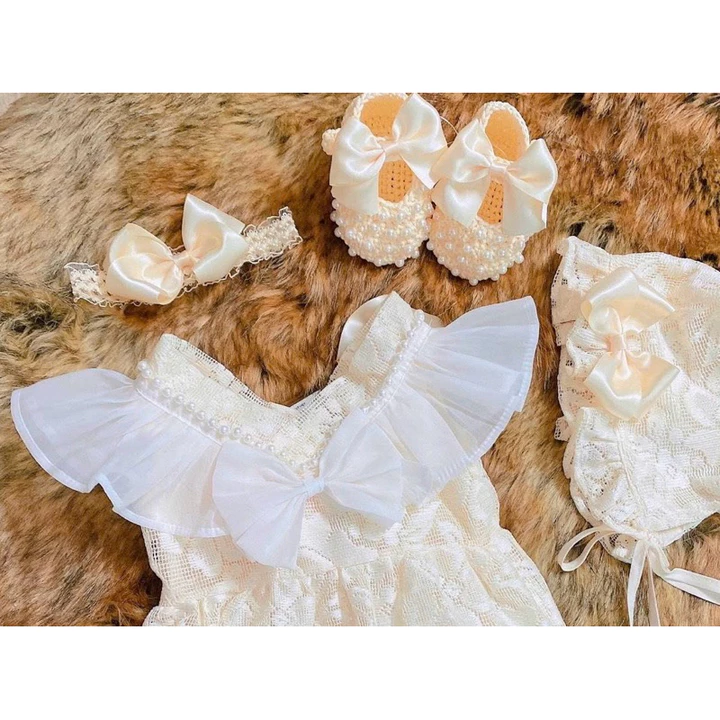 M2-Set body đầy tháng kèm giày,Váy Bé Gái Thiết Kế Chất Mát, Đầm Em Bé, Body Hè Cho Bé