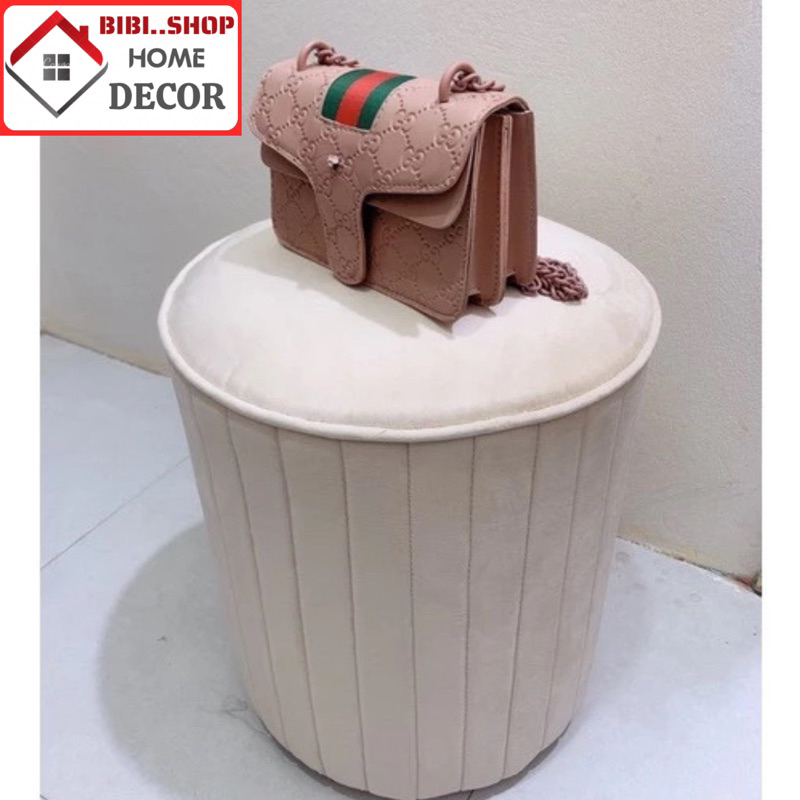 Ghế trang điểm dáng tròn xinh xắn, Đôn tròn sofa kích thước 35x45cm 4 màu dễ dàng lựa chọn