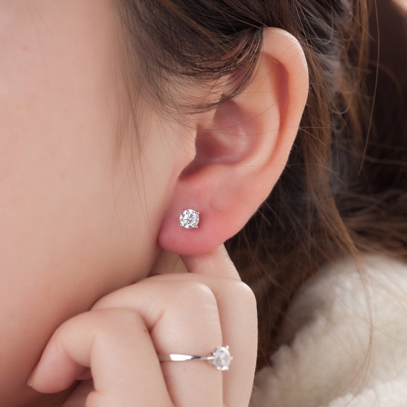 Khuyên tai đính nụ đá bạc 925 đẹp cho nữ phụ kiện trang sức không gỉ DE MERCI Accessories - BT99