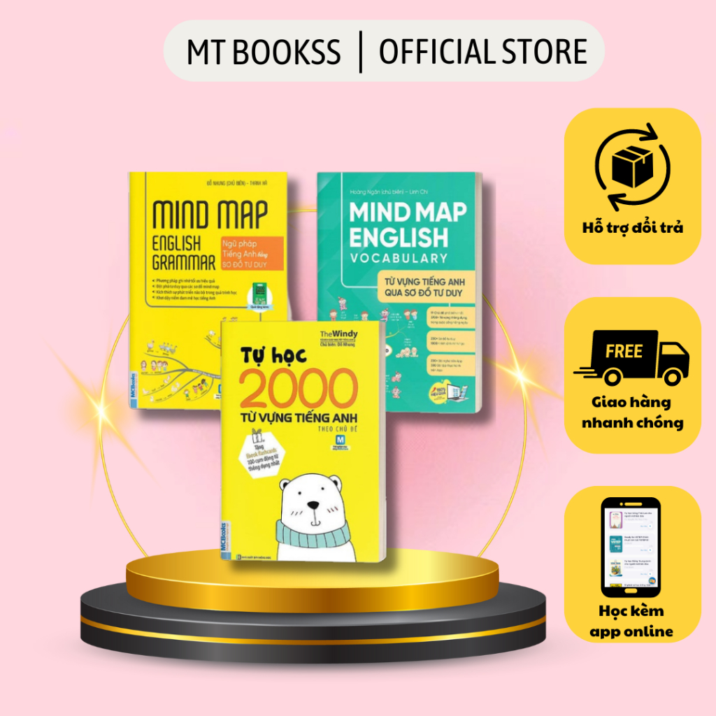 Sách - Combo Mindmap English Và Tự Học 2000 Từ Vựng Tiếng Anh Cơ Bản Kèm App Học Online