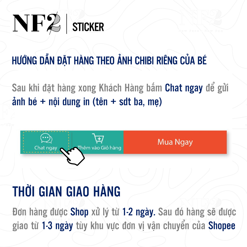 STICKER CHIBI CHO BÉ - Dán đồ dùng, dụng cụ In Tên Bé NF2Sticker - Set 4 bộ kích thước 2.2 x 6 cm