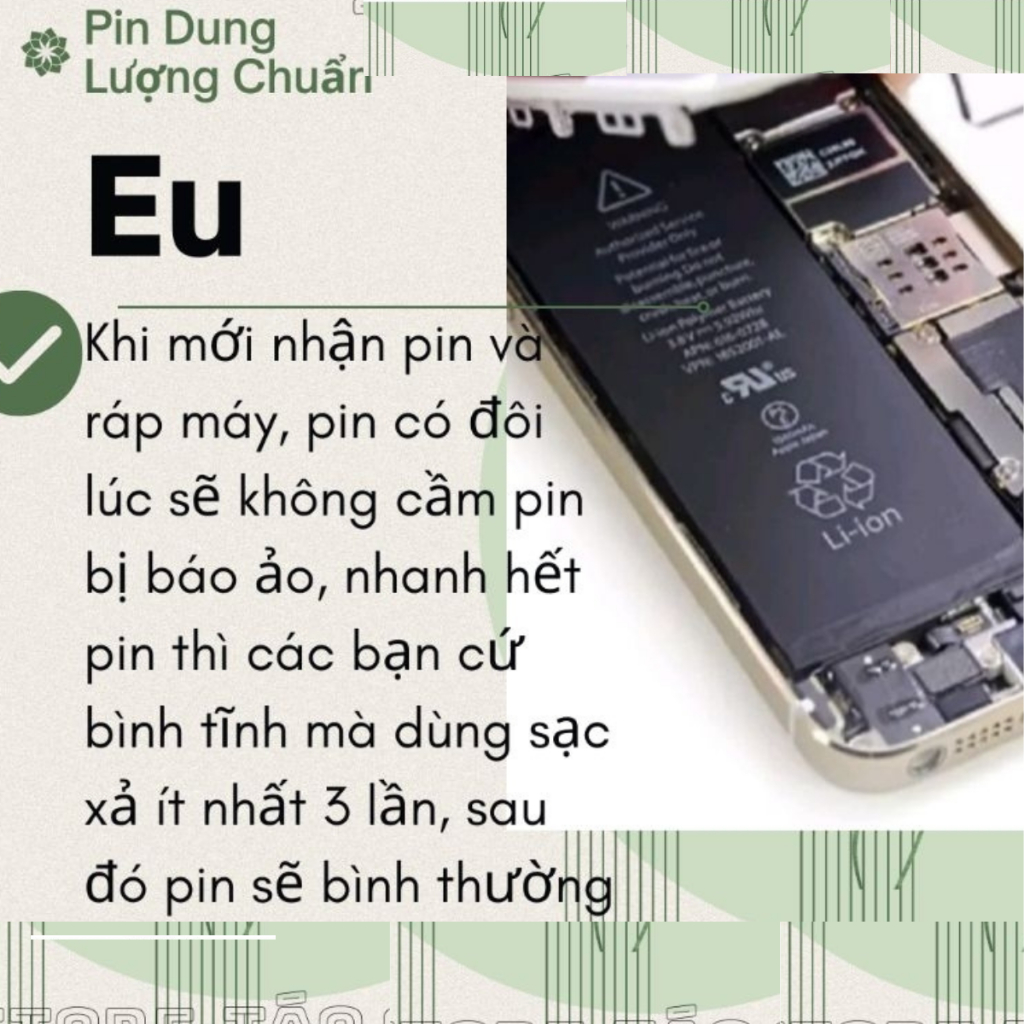 Pin EU Cho IP 5S/6G/6S/6P/6SP/7G/7P/8G/8P/X/XS/XR/XSM/11/12/13/14/15 Mới 1 đổi 1 trong 15 ngày