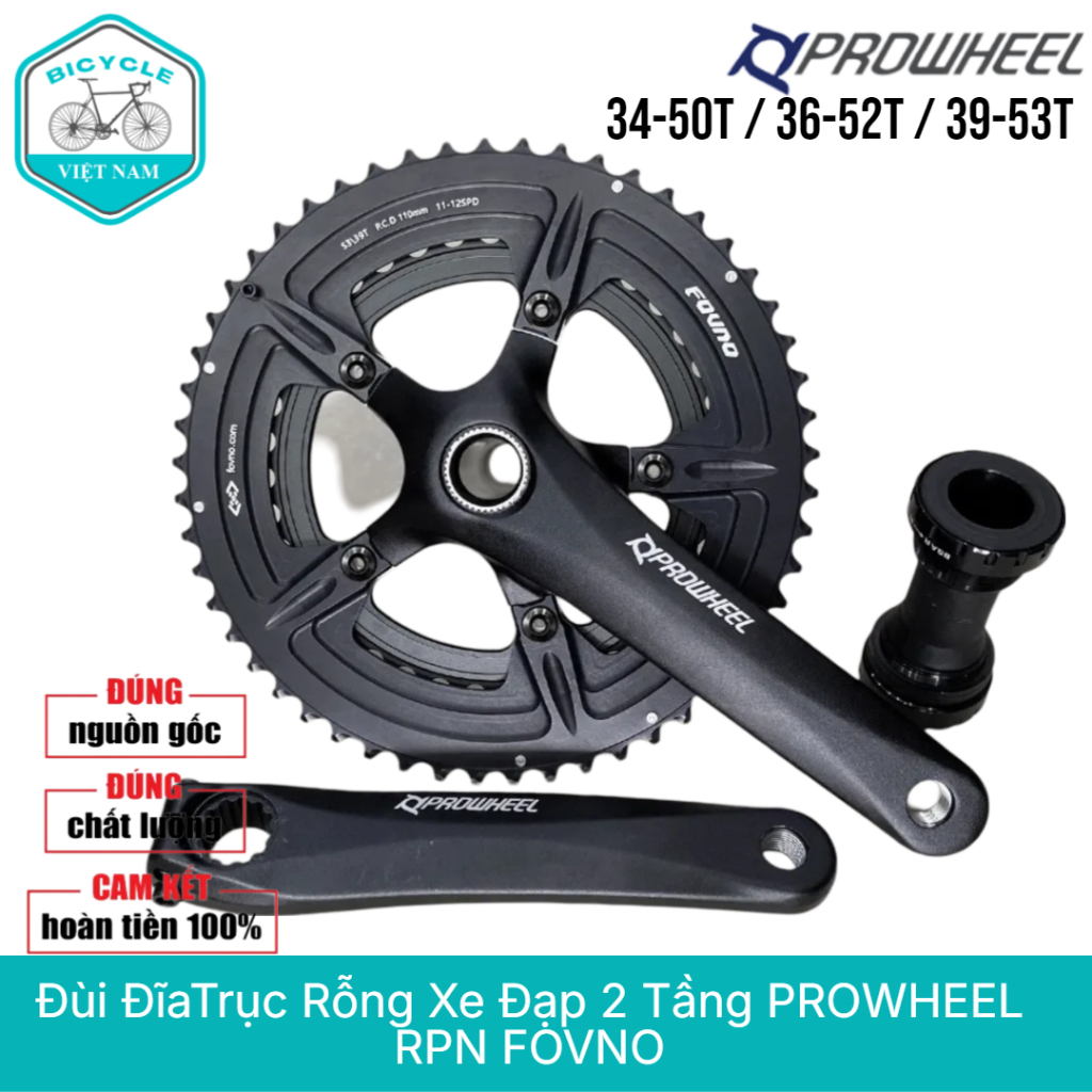 Đùi Đĩa (Giò Dĩa) Rỗng Xe Đạp 2 Tầng PROWHEEL RPN FOVNO 34-50T / 36-52T ...