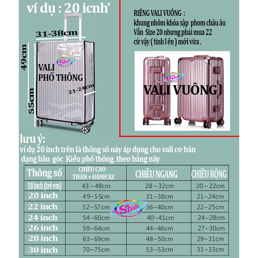 Vải Bọc trùm Áo Vali vải nhựa k15 nhiều size K501 Shalla