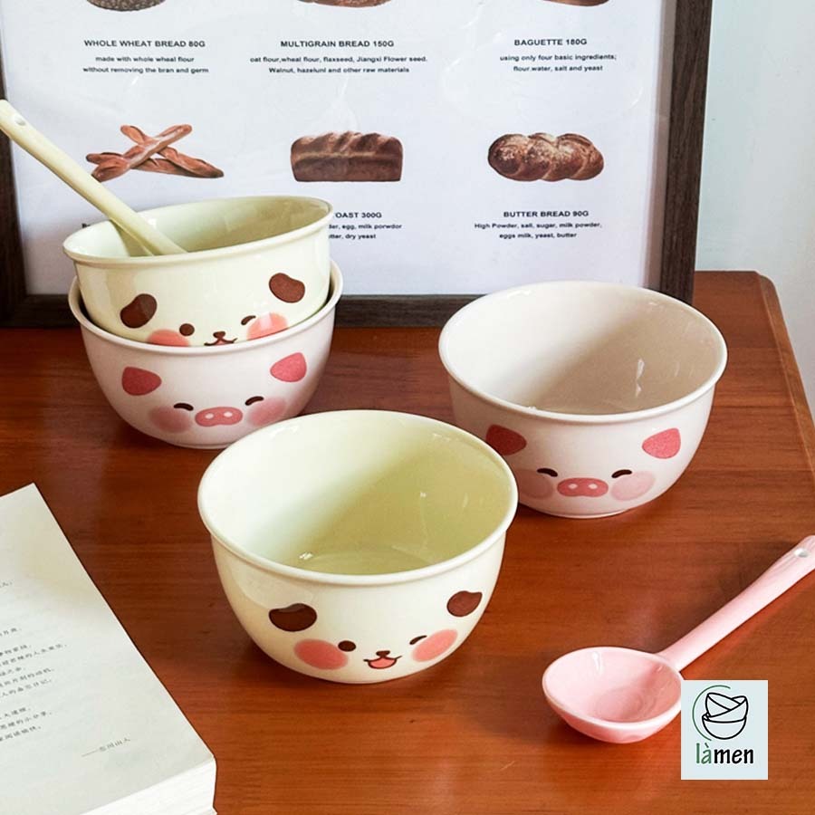 [BẢO HÀNH BỂ VỠ] Bát Sứ Cao Cấp, Bát Ăn Cơm In Hình Động Vật Dễ Thương BAT007