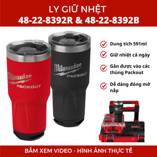 Bình giữ nhiệt Packout 591ml 4822-83-92R MILWAUKEE 20oz. Giữ nhiệt cả ngày 48-22-8392R 48-22-8392B