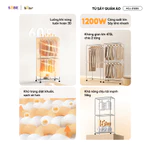 Tủ Sấy Quần Áo Bear Tủ Vải Máy Sấy Sưởi Gấp Gọn 2 Tầng 475L Sấy Khô Nhanh Công Suất 1200W Diệt Khuẩn Hẹn Giờ HGJ-D12D5 — ảnh 3