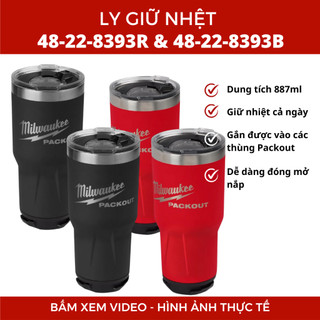 Ly giữ nhiệt 887ml Milwaukee 48-22-8393 8393B 8393R khóa Kết nối PACKOUT Milwaukee. Inox chuẩn 304