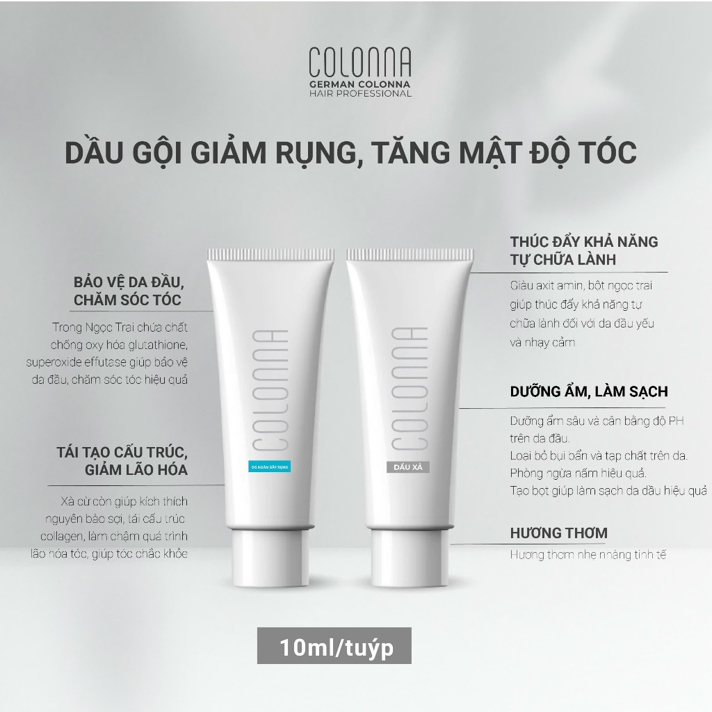 Dầu gội xả Colonna phục hồi và ngăn gãy rụng tóc dung tích 20ml