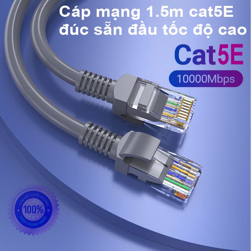 Dây nhảy LAN CAT 5E RJ45 1.5m dây mạng 26 AWM đồng nguyên chất chống ...