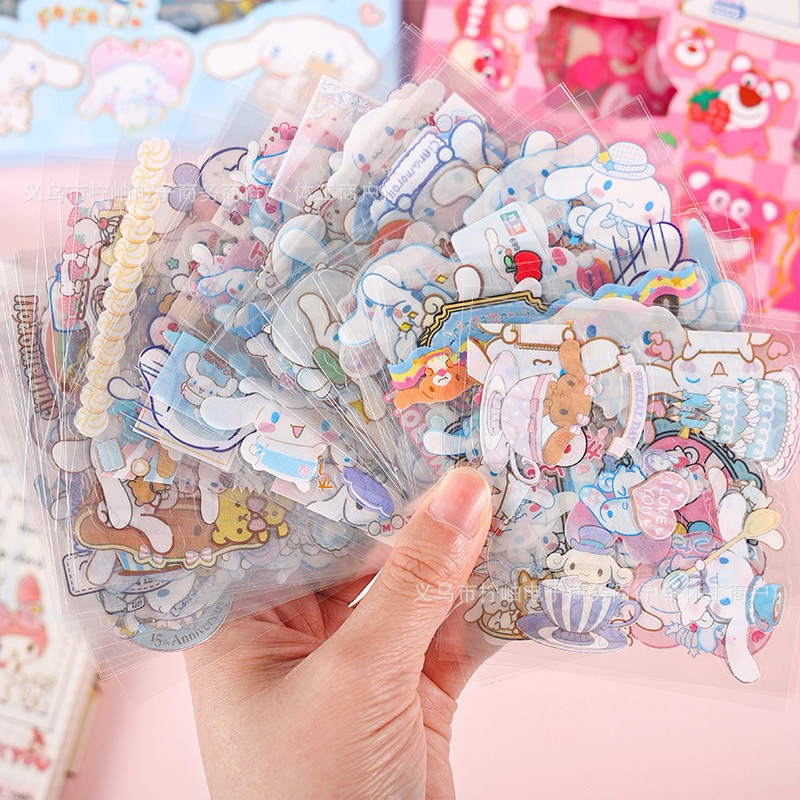 Hộp 96 tấm sticker họa tiết Kuromi Capybara không trùng lập siêu dễ thương