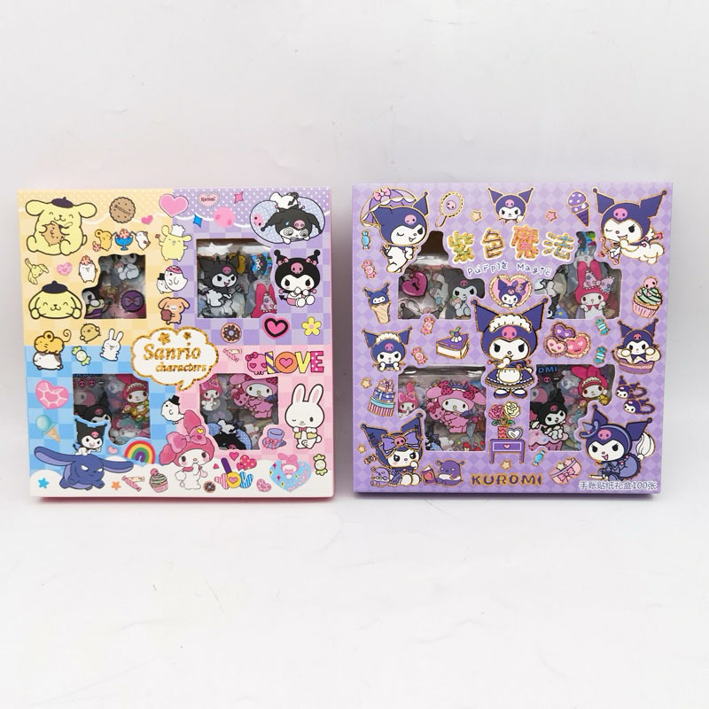 Hộp 96 tấm sticker họa tiết Kuromi Capybara không trùng lập siêu dễ thương