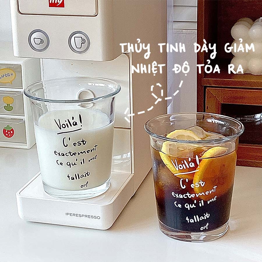 Cốc Thủy Tinh Voilá Phong Cách Hàn Quốc Dày Dặn Chịu Nhiệt CTT001