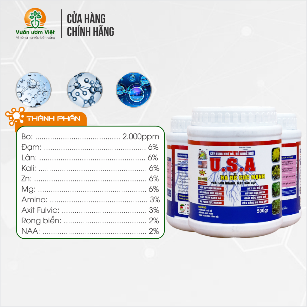 Phân bón Ra Rễ Cực Mạnh USA - kích rễ mạnh, hạn chế vàng lá, suy cây, tăng đề kháng cho cây trồng