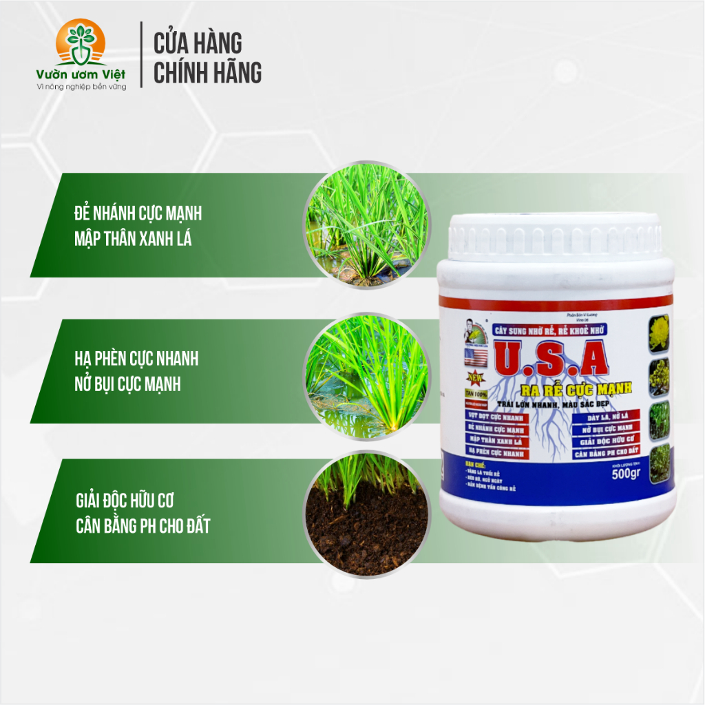 Phân bón Ra Rễ Cực Mạnh USA - kích rễ mạnh, hạn chế vàng lá, suy cây, tăng đề kháng cho cây trồng