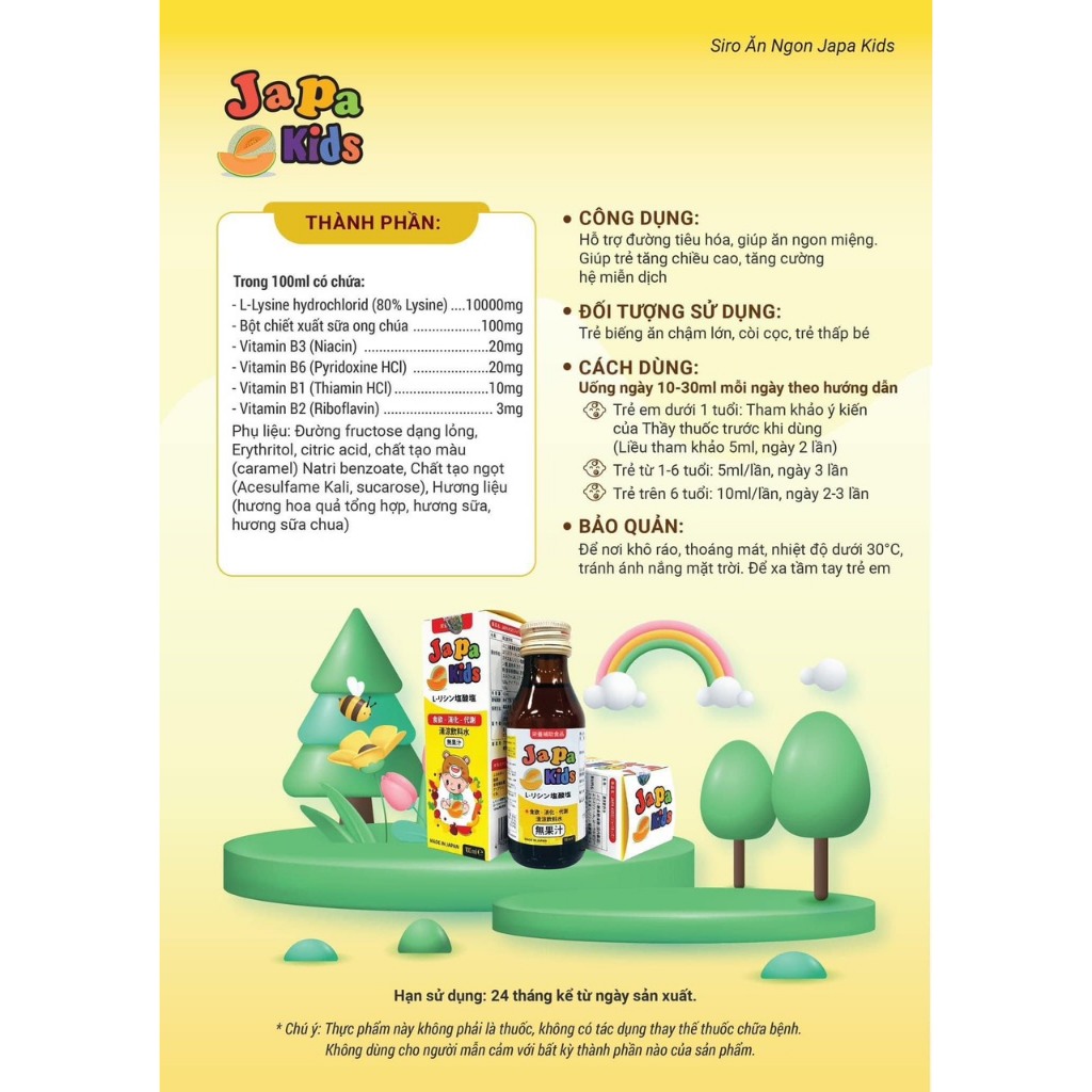[ Combo 5 Tặng 2 ] Siro Japa Kids Chính Hãng Kích Thích Ăn Ngon, Tăng Chiều Cao Cho Bé 100ml