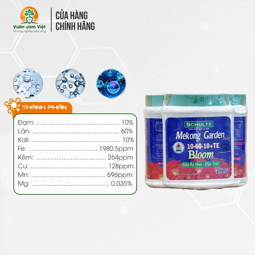 Phân bón 10-60-10+TE chuyên xử lý mầm hoa, làm ra hoa, chống rụng hoa, dưỡng hoa chắc khỏe - 566gr