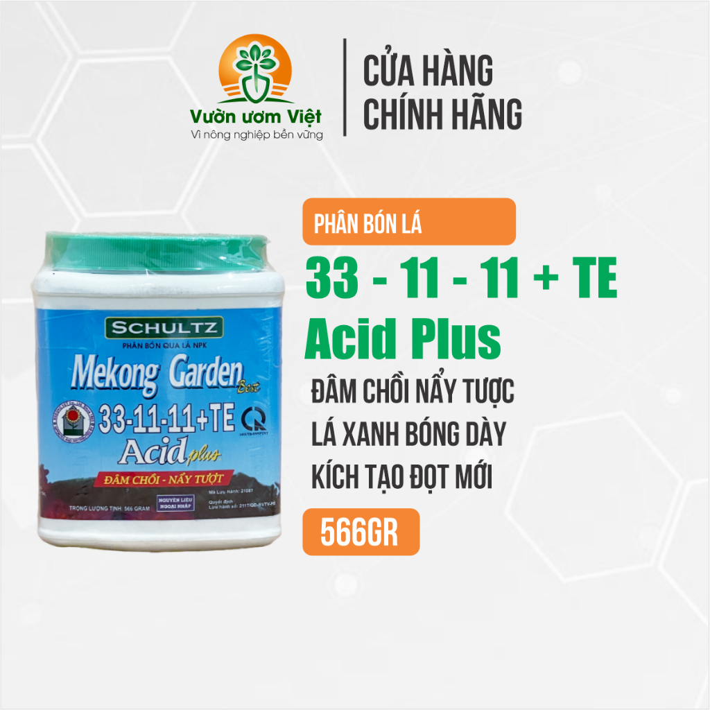 Phân bón 33 - 11 - 11 + TE dưỡng đọt, nuôi bộ lá xanh khỏe, cơi đọt mập mạp, to khỏe - Hộp 566gr