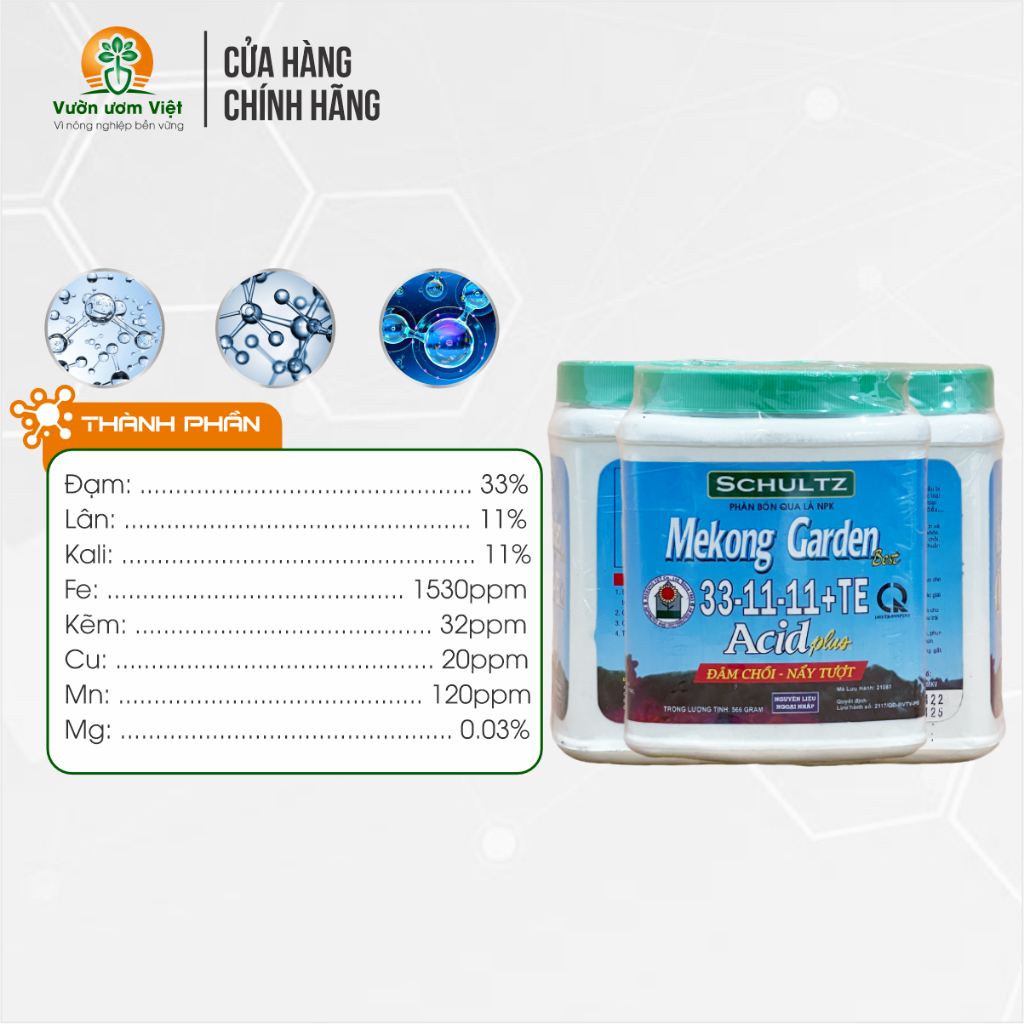 Phân bón 33 - 11 - 11 + TE dưỡng đọt, nuôi bộ lá xanh khỏe, cơi đọt mập mạp, to khỏe - Hộp 566gr