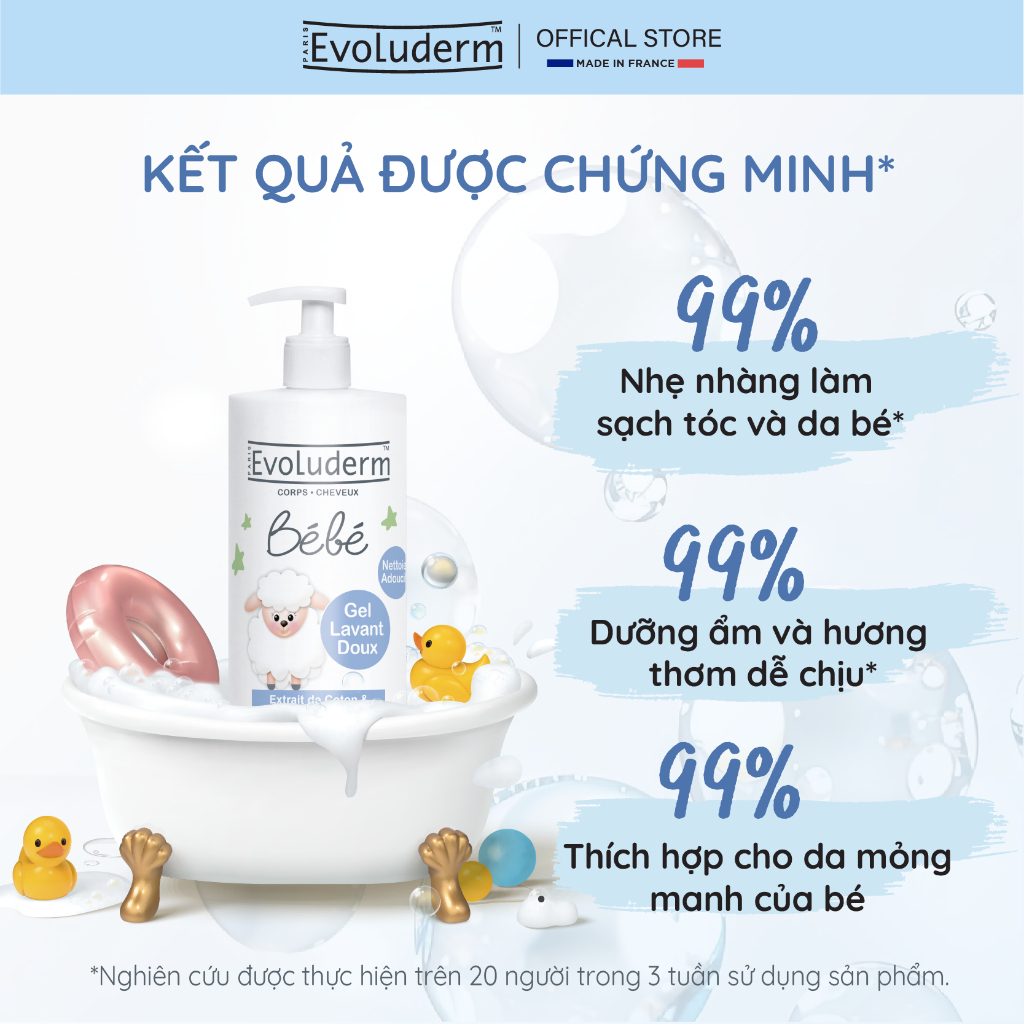Ảnh Gel tắm gội làm sạch dưỡng ẩm toàn thân cho em bé Chính hãng Evoluderm 500ml (9135) 3