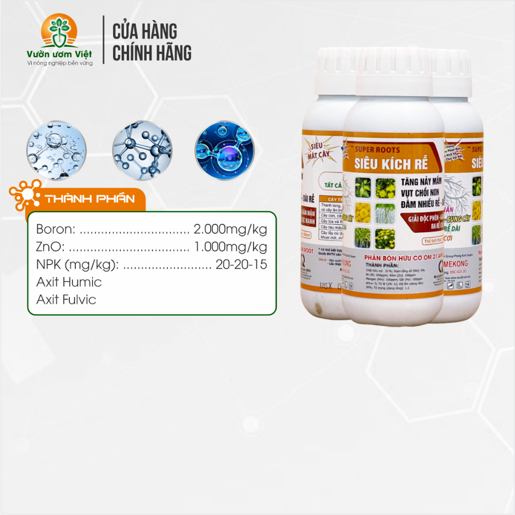SUPER ROOTS SIÊU KÍCH RỄ thần tốc, phục hồi nhanh cây trồng sau bệnh tật, thu hoạch, nhiễm độc 500ml