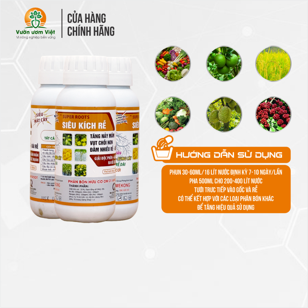 SUPER ROOTS SIÊU KÍCH RỄ thần tốc, phục hồi nhanh cây trồng sau bệnh tật, thu hoạch, nhiễm độc 500ml
