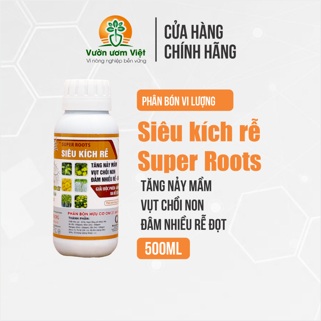 SUPER ROOTS SIÊU KÍCH RỄ thần tốc, phục hồi nhanh cây trồng sau bệnh tật, thu hoạch, nhiễm độc 500ml