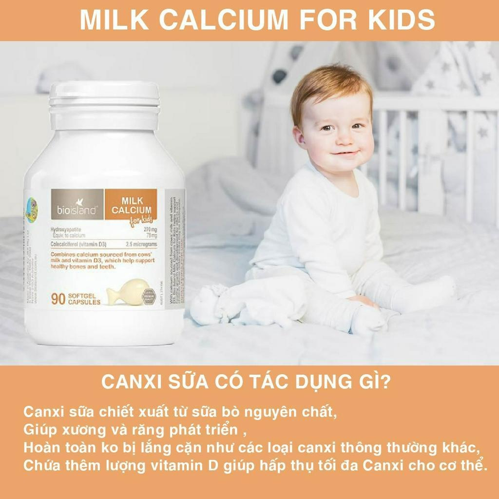 Viên nhai canxi sữa hữu cơ Bioisland For Kid bé phát triển toàn diện, cao lớn, khỏe mạnh, chống còi xương 90 viên
