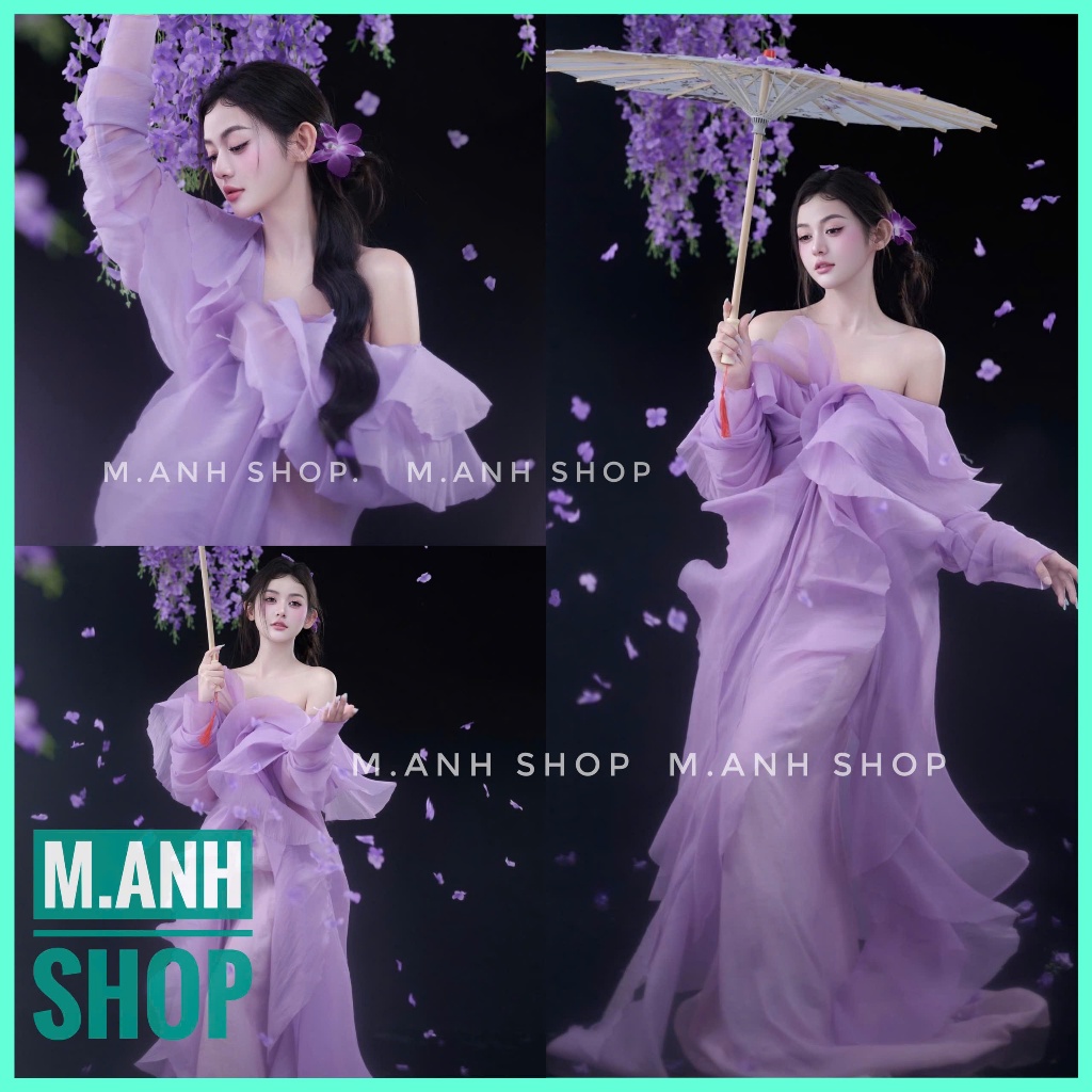 Sét Voan Tím Chụp Ảnh Nghệ Thuật Concept Nàng Thơ Xinh Đẹp