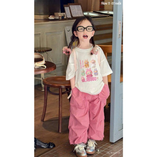 [B&G] Sét quần kaki dài mềm áo cotton 4 chiều labubu cho bé gái 2-12 tuổi(13-45kg)