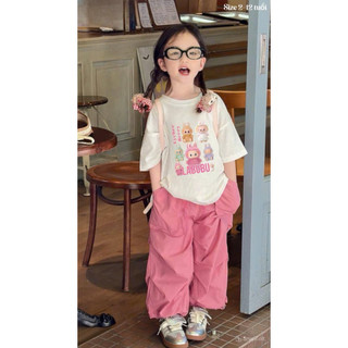 [B&G] Sét quần kaki dài mềm áo cotton 4 chiều labubu cho bé gái 2-12 tuổi(13-45kg)