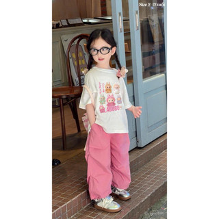 [B&G] Sét quần kaki dài mềm áo cotton 4 chiều labubu cho bé gái 2-12 tuổi(13-45kg)