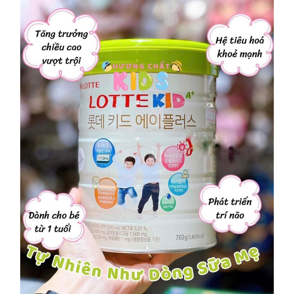 Sữa Bò Lotte Kid A+ Giúp Phát Triển Chiều Cao Lon 760g Bổ Sung Canxi Giúp Ổn Định Hệ Tiêu Hóa Của Bé