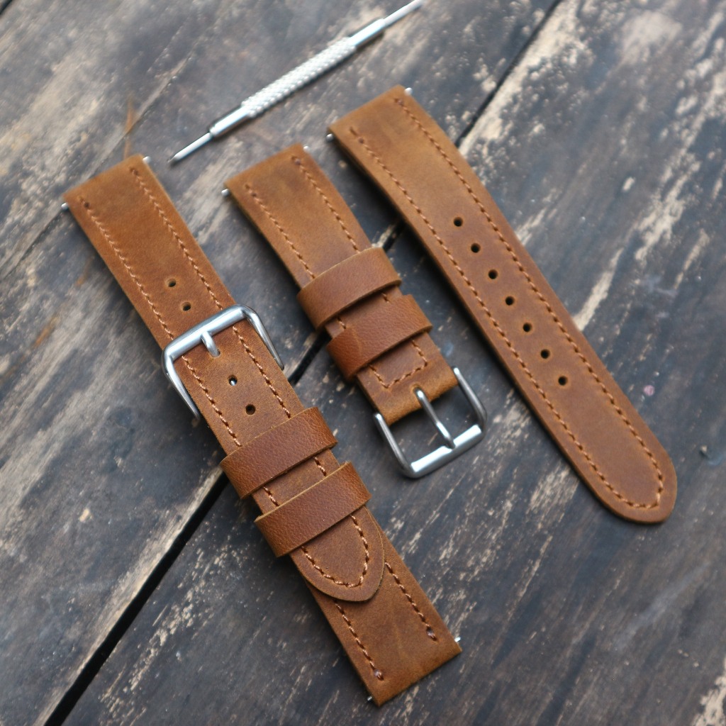 Dây đeo đồng hồ Hata Leather, dây da bò 2 lớp HT 8.2