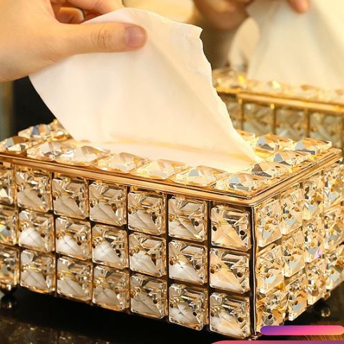 Hộp đựng giấy đính đá pha lê lấp lánh phong cách Bắc Âu sang trọng hàng có sẵn