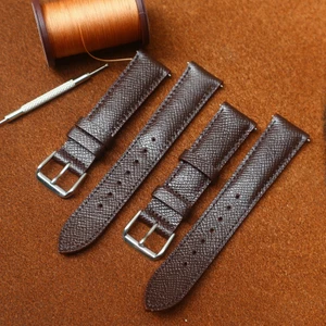 Dây đồng hồ da bò epsom màu nâu cafe, dây da đồng hồ nam HT7.1