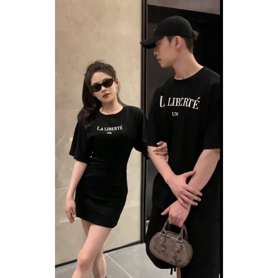Bộ đôi LIBERTÉ SET 3 màu trắng, đen và hồng - váy body cùng áo trơn basic