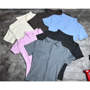 Áo khoác cộc tay kéo khóa tập gym,yoga cao cấp GB231