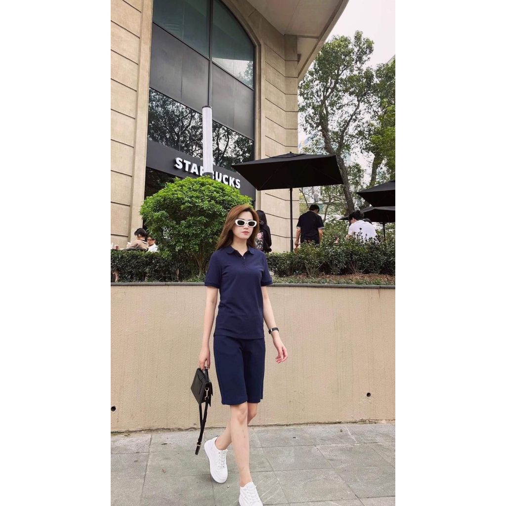 Set đồ polo ngắn tay quần cộc thoải mái trẻ trung màu XANH THAN S530