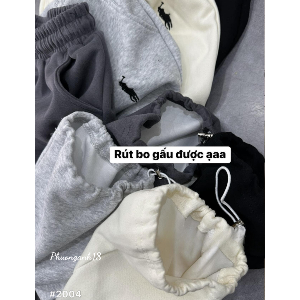 Quần nỉ thêu logo ngựa bo gấu có dây rút DÀI 100cm phong cách hàn quốc
