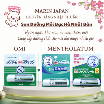 Son Dưỡng Môi Bạc Hà Omi Mentholatum, Mentholatum XD, Mentholatum UV Chống Khô Nứt Nẻ Nhật Bản - Marin Japan Order Shop