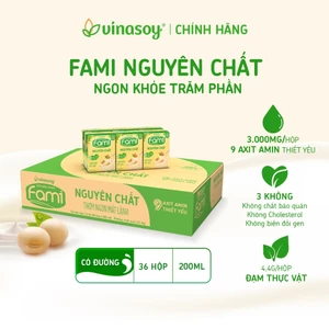 Thùng sữa đậu nành Fami Nguyên chất có đường (36 hộp x 200ml)