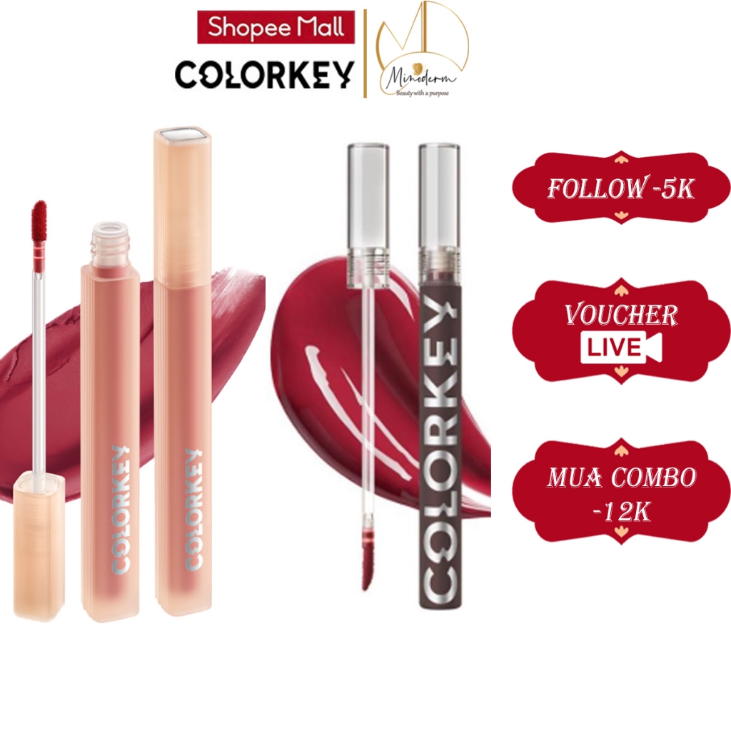 Ảnh Son Bóng Mờ Colorkey Watery Son Môi Dạng Lỏng Chống Dính Chống Thấm Nước Trang Điểm Môi 1.8G 1