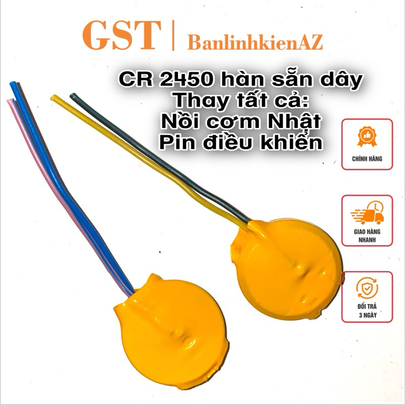 Pin CR 2450 chính hãng hàn sẵn dây thay nồi cơm Nhật, điều khiển cực dễ ...