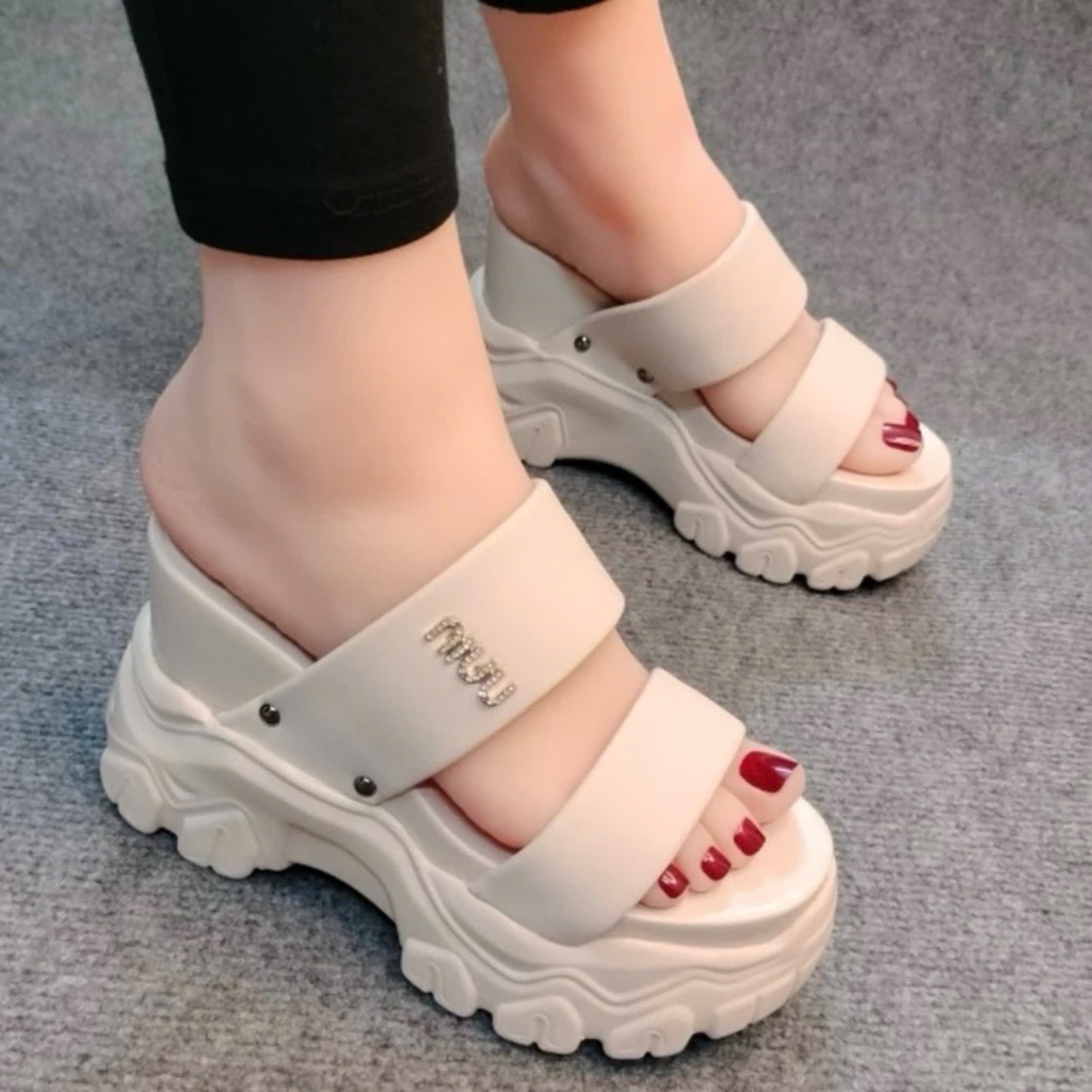 DÉP XUỒNG NỮ 2 QUAI TAG ĐÁ 10CM DA XỊN SIÊU ÊM, SIÊU NHẸ, SIÊU BỀN GSH1 HUH2 D1