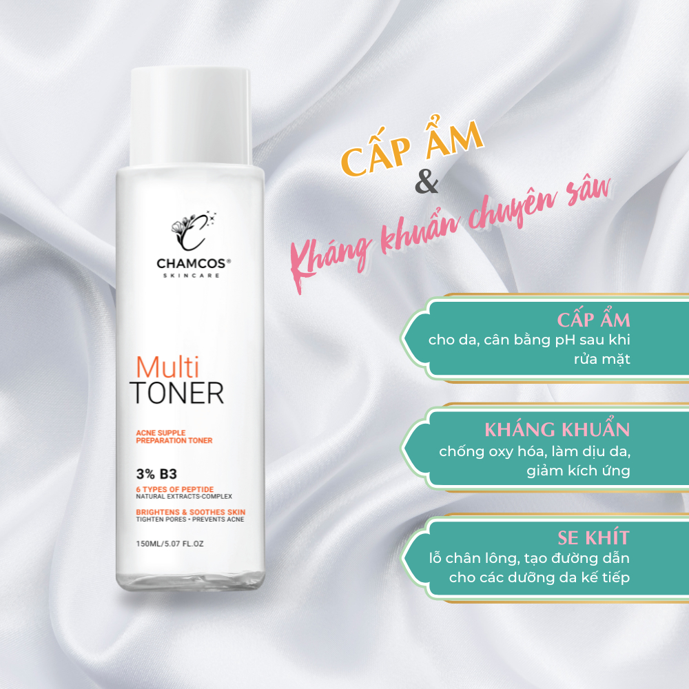 Nước cân bằng Multi Toner Chamcos 150ml cấp ẩm, cân bằng pH, hổ trợ se khít lỗ chân lông