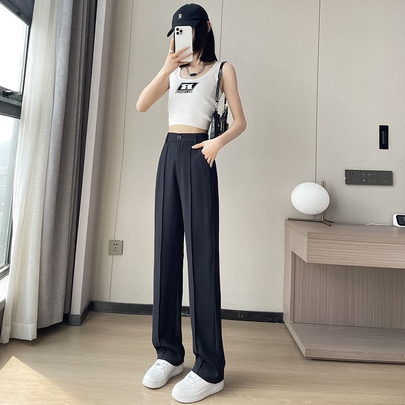 QUẦN Suông ỐNG RỘNG NỮ ĐẸP LƯng CẠP CAO,QUầN TÂY Âu DÀI Ống Đứng Vải Mềm Khóa Trước CHẤT RUBY CAO CẤP MÀU ĐEN-DNG
