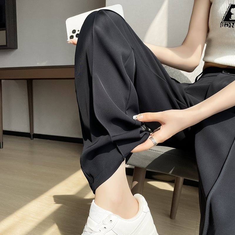 QUẦN Suông ỐNG RỘNG NỮ ĐẸP LƯng CẠP CAO,QUầN TÂY Âu DÀI Ống Đứng Vải Mềm Khóa Trước CHẤT RUBY CAO CẤP MÀU ĐEN-DNG