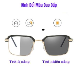 Kính đổi màu nửa gọng nam nữ cao cấp chống ánh sáng xanh, Gọng kính cận thời trang hàn quốc UV K043