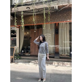 Áo Len Dài Tay Kẻ Ngang Trơn Basic QCCC Cao Cấp Freesize